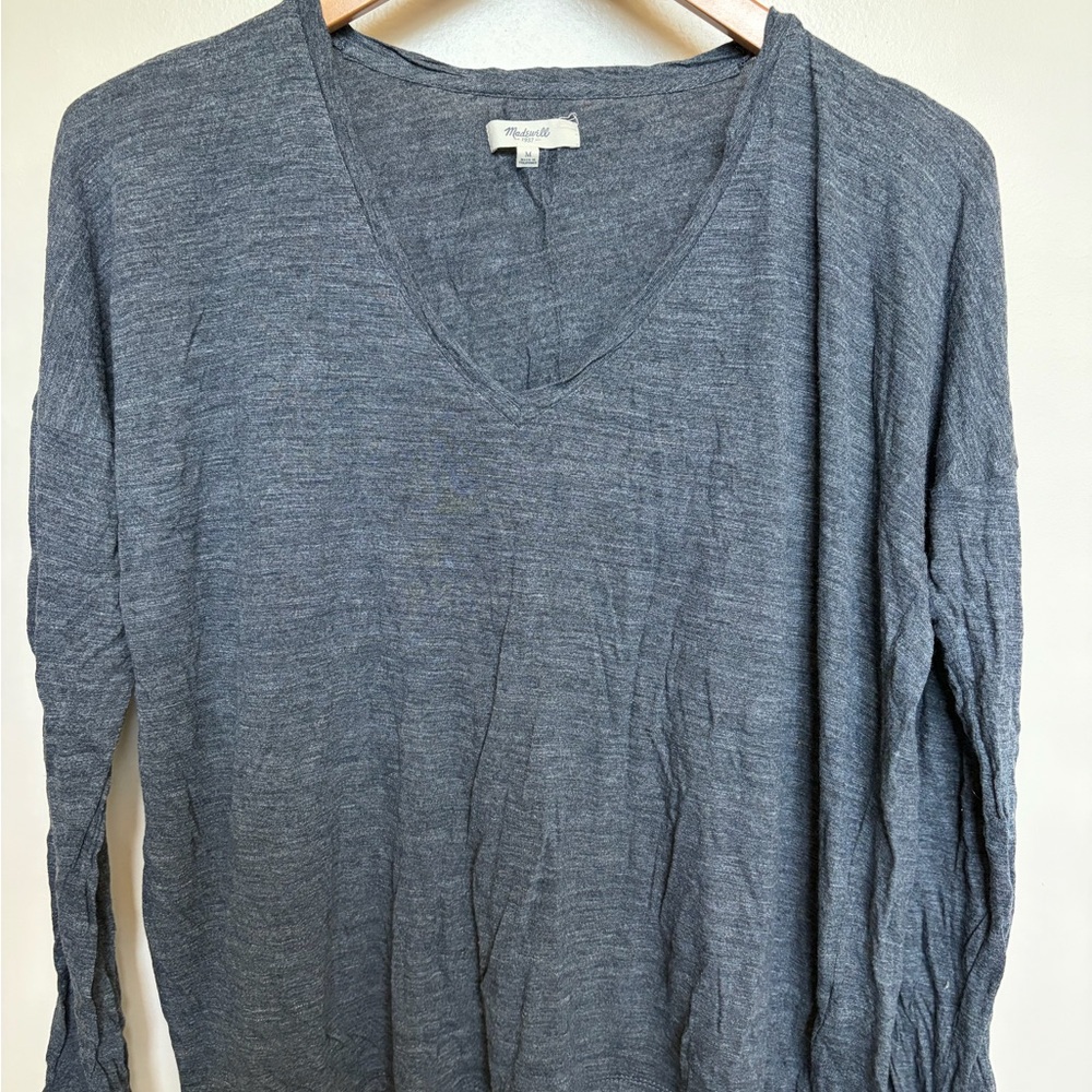 Madewell Heathered Slate V-Neck Top